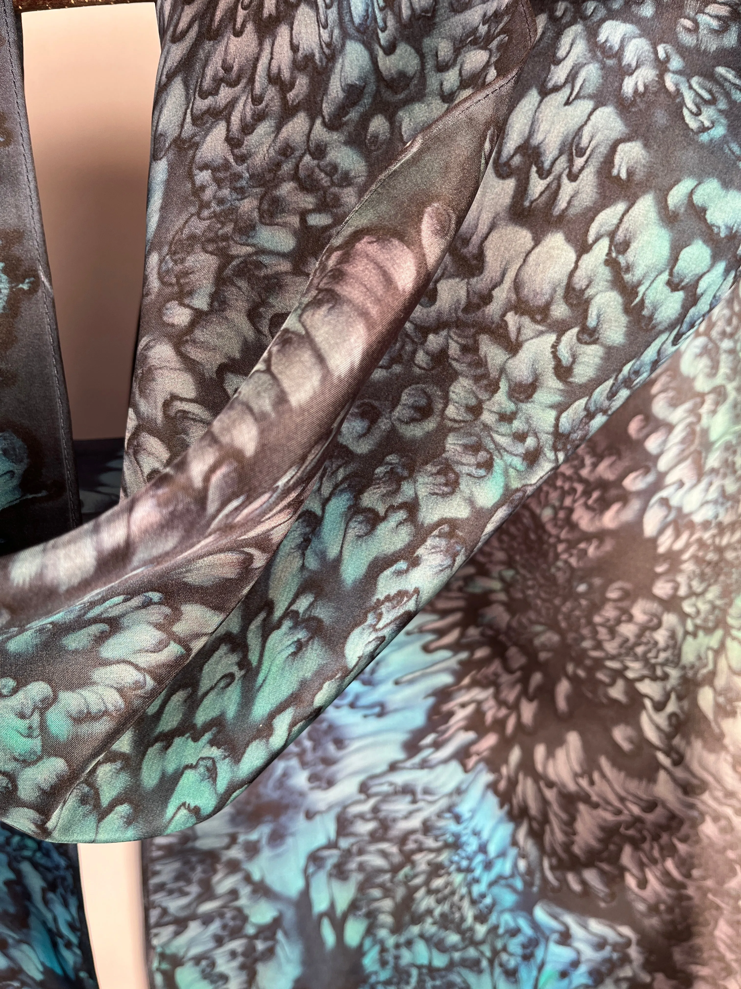 "Evening Aurora Mermaid" - Hand-dyed Silk Scarf - $125