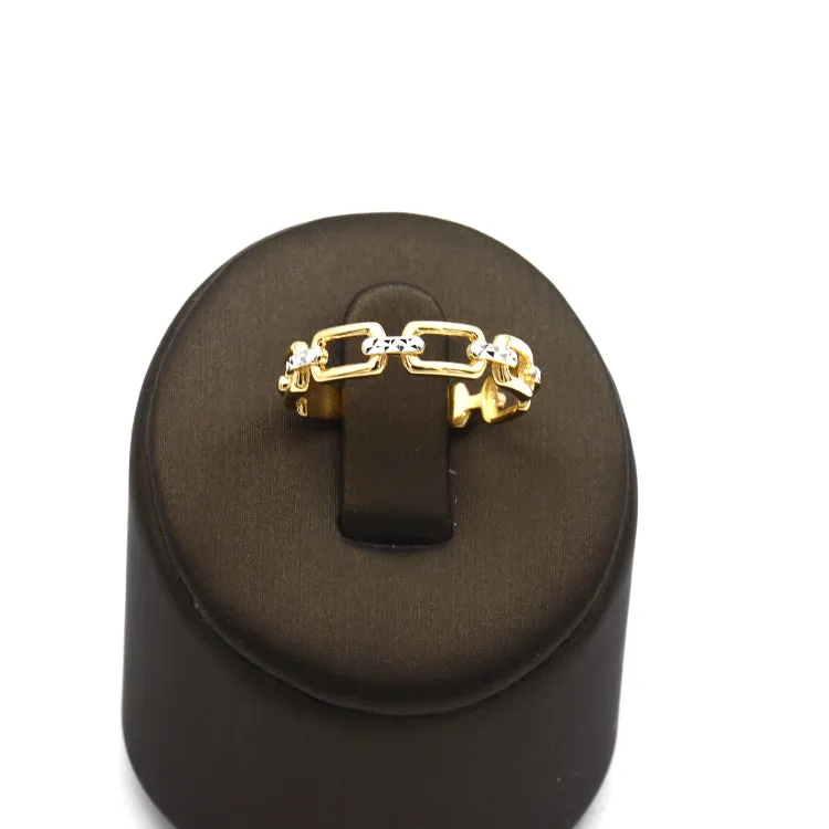 Real Gold 2 Color Paper Clip Ring (Size 9.5) - Model 7095-YW R2547