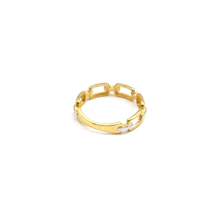 Real Gold 2 Color Paper Clip Ring (Size 9.5) - Model 7095-YW R2547