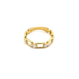 Real Gold 2 Color Paper Clip Ring (Size 9.5) - Model 7095-YW R2547