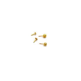 Real Gold 2.75 MM Round Studs with Long Screw Tops Ideal for Ear and Nose Piercings E1878