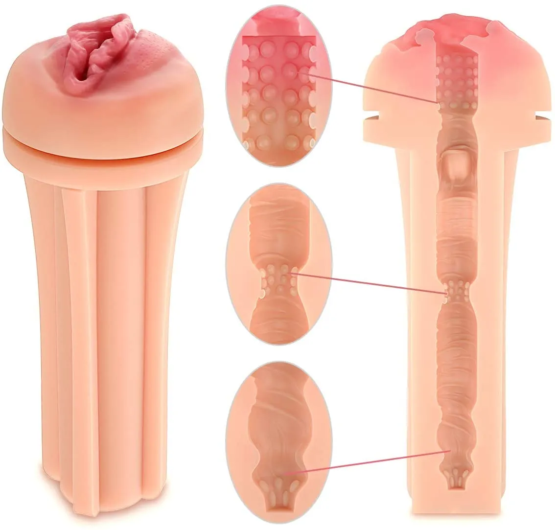 Realistic Vagina Pocket Pussy, Handsfree Fleshlight, Vacuum Suction Masturbator