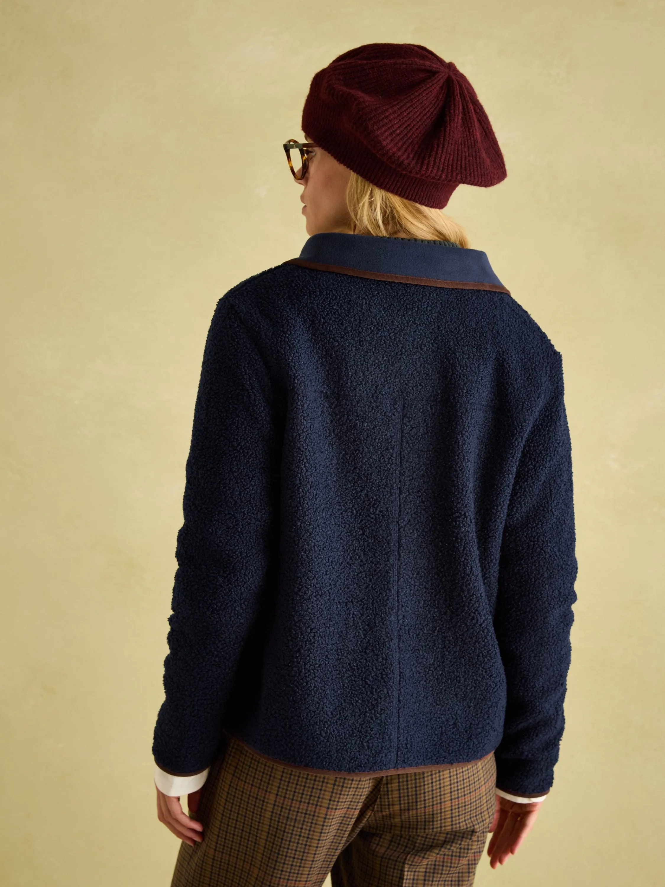 Sadie Navy Button Down Fleece Jacket