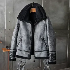 Shearling Coat Mens B3 Bomber Jacket Short Fur Coat Jacket