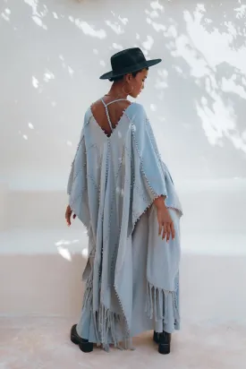 Sky Blue Poncho Robe • Boho Cape for Women • Bridal Cover Up for Wedding