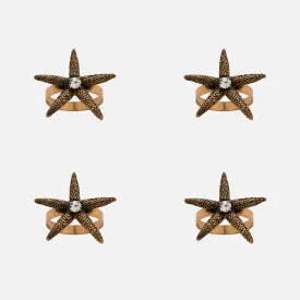 Starfish Skinny Napkin Rings, Bronze, Set of 4