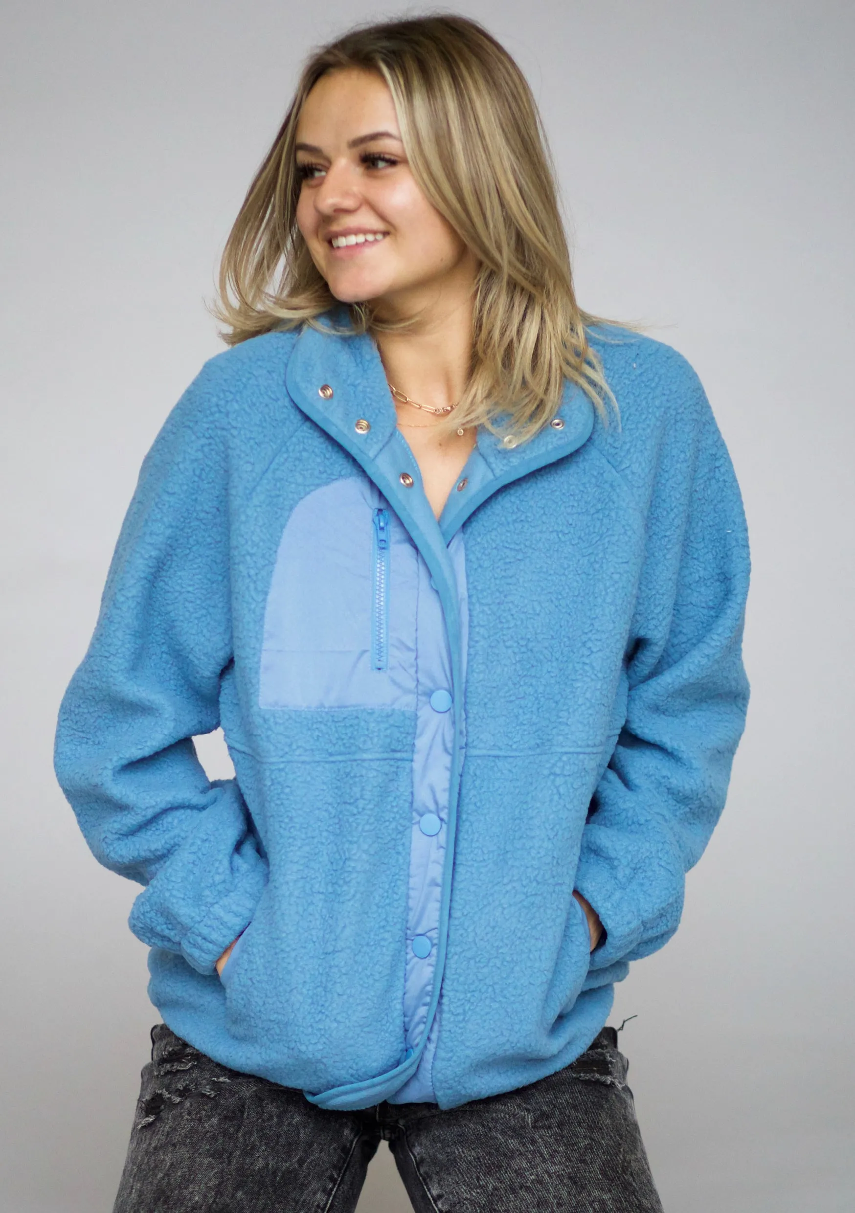 Suddenly Warm Fleece in Blue