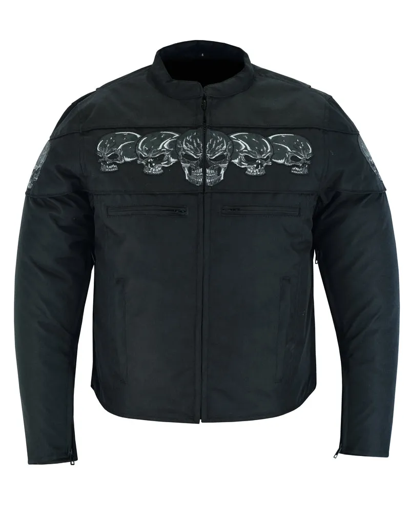 Textile Men's Scooter Jacket w/ Reflective Skulls