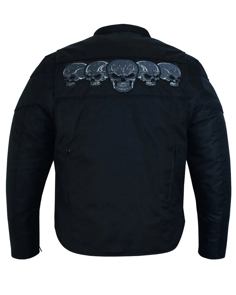 Textile Men's Scooter Jacket w/ Reflective Skulls