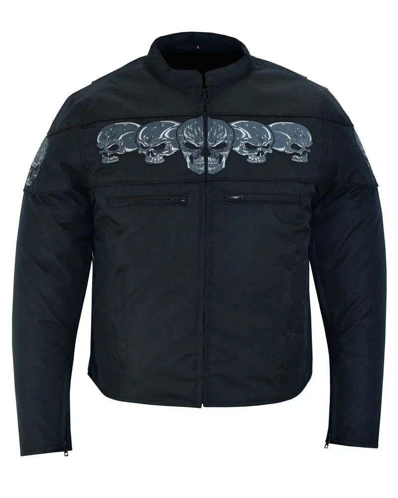 Textile Men's Scooter Jacket w/ Reflective Skulls