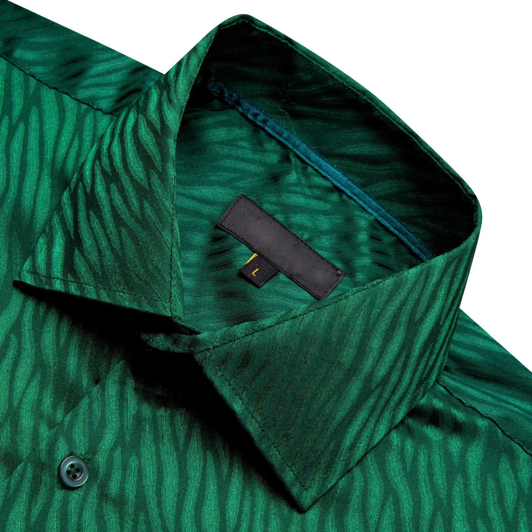 Ties2you Long Sleeve Shirt Emerald Green Novelty Silk Shirt for Men