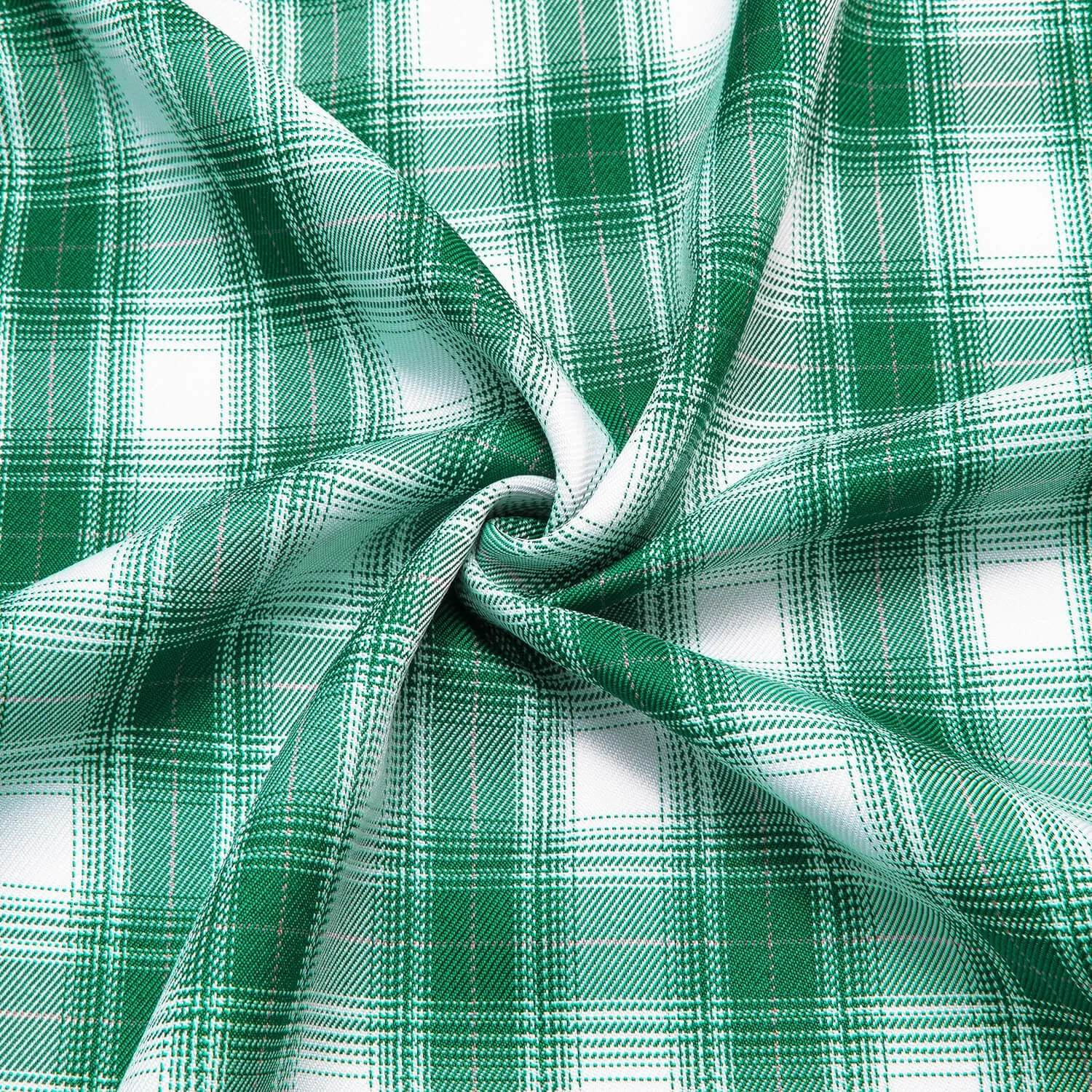 Ties2you Men's Shirt Green White Plaid Men's Silk Long Sleeve Shirt Classic