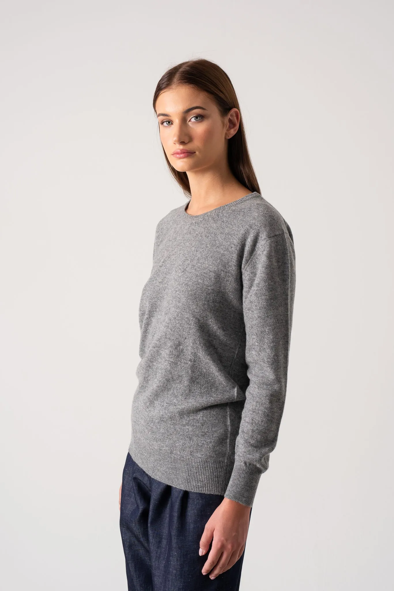 Velare Crewneck 100% Cashmere Sweater Mélange Grey