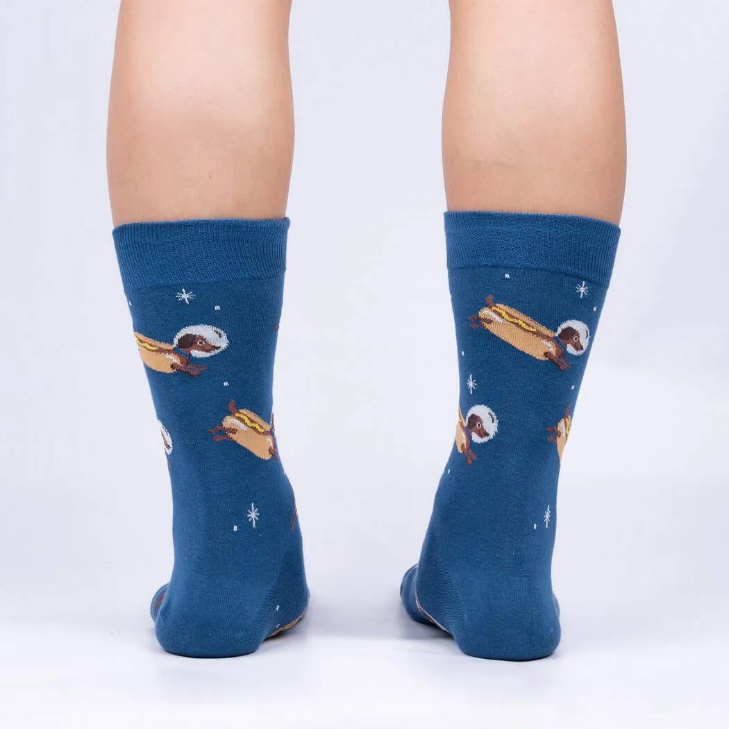 Weiner Dogs, in Space! Men's Crew Socks - Glow in the dark